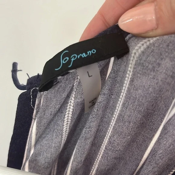 Navy and white striped Soprano jumpsuit - Picture 3 of 3